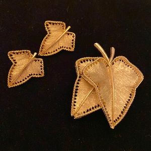 BSK Leaf Brooch and Earring set.